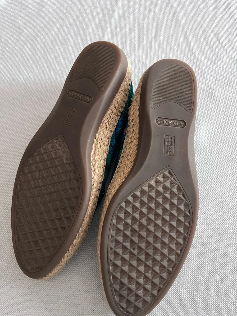 AEROSOLES Teal Tropical Print Espadrille Flats Size 8 1/2